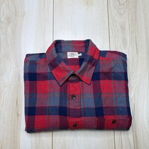 Faherty FLANNEL Shirt Men's XL Red Plaid Check Cotton Button Up Front